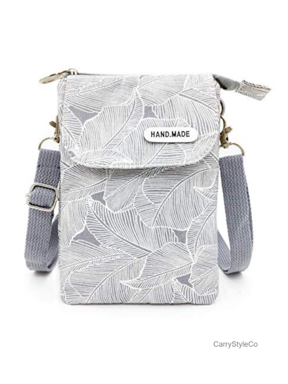 Canvas Crossbody Sling Bag with Multiple Pockets & Adjustable Strap for Women